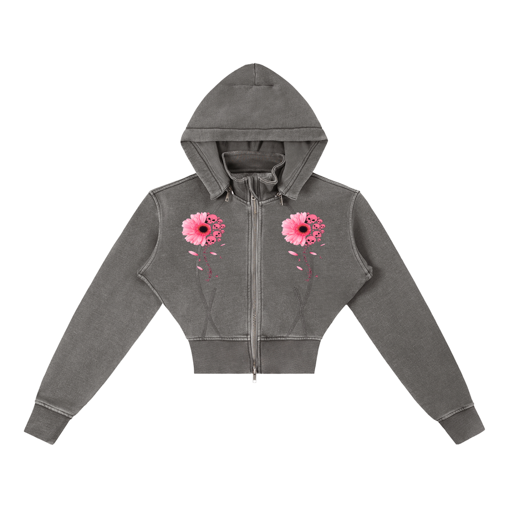 Vintage Washed Cropped Fleece Hoodie
