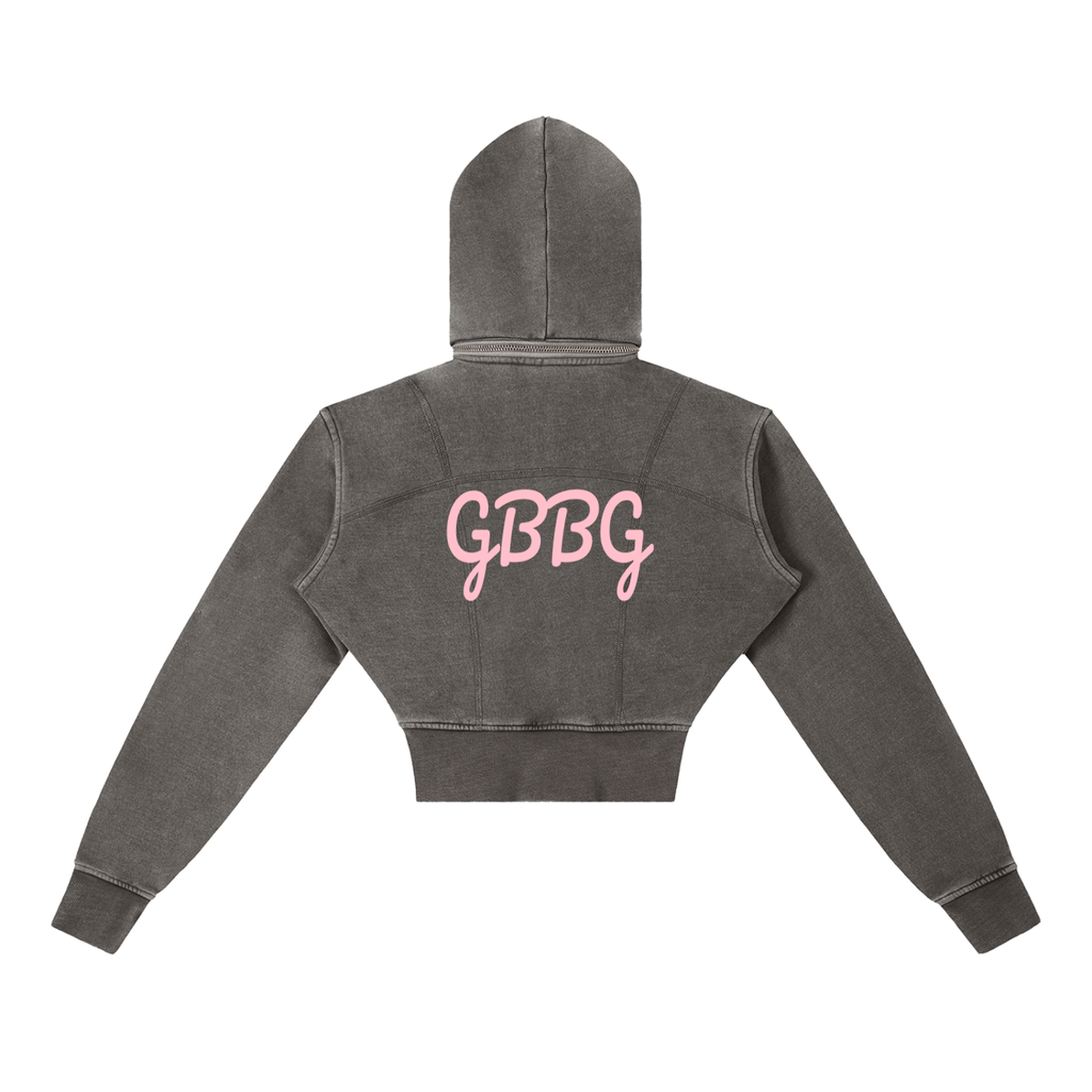 Vintage Washed Cropped Fleece Hoodie