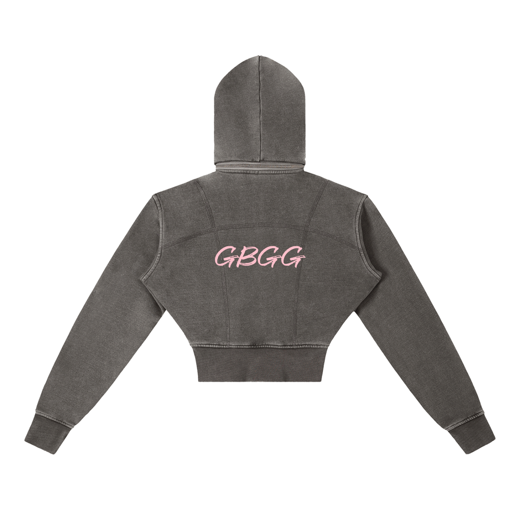 Vintage Washed Cropped Fleece Hoodie
